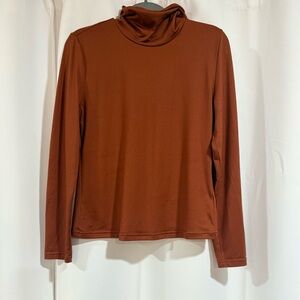 Rust Long Sleeve Slim Fit Turtleneck Top